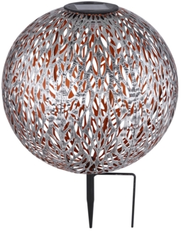 LED Solarleuchte, Kugel, Erdspieß, silber-grau, gold, H 38 cm