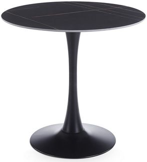 IDIMEX Esstisch LOIRE, Esszimmertisch rund 80 cm mit Keramikplatte und Tulpenfuß Schwarz