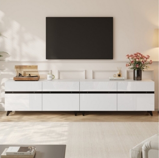 BlingBin TV-Schrank TV-Ständer Fernsehschrank (1-St, mit 8 Tischbeinen,4 Schränken und verstellbaren Trennwänden) 180×40×49cm,Hochglanz,Geeignet für 80-Zoll-Fernseher