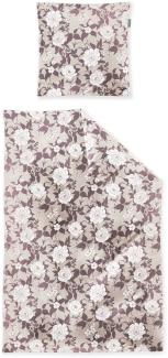 Irisette Feinbiber Bettwäsche Koala 155x220 Blumen Rosen rosa sand 8531-60