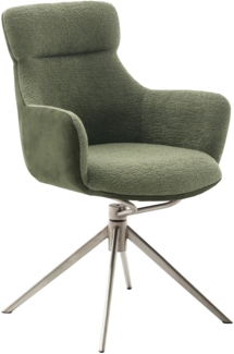 2er Set Sesselstuhl Pelion, 360° drehbar - Olive / Edelstahl