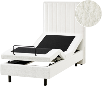 Bett verstellbar Bouclé DUKE II 80 x 200 cm Cremeweiß