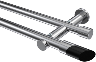 Gardinenstangen-Set Platon Verano 100 cm, 2-läufig (ohne Ringe), 20 mm Ø Chrom