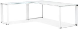 Kadima Design Eckschreibtisch Weiß Glas-Metall | 200x200 cm L-Form Winkelwahl | Homeoffice Arbeitstisch Chrom | Modern Design Büromöbel