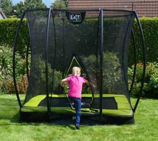 EXIT Trampolin Silhouette Ground Rechteckig + Sicherheitsnetz 153x214 cm grün