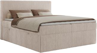 Mks Möbel 'Tiliano' Boxspringbett mit Kopfteil und Topper, Beige, 180 x 200 cm, H3