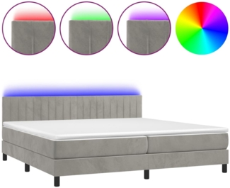 vidaXL Boxspringbett mit Matratze & LED Hellgrau 200x200 cm Samt, Härtegrad: H2 [3134543]