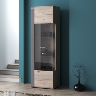 FORTE Locarno Vitrine, Holzwerkstoff, Grau, 60,2 x 196,9 x 41,1 cm