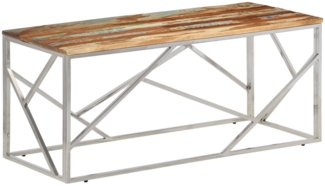 Couchtisch, Sofatisch Silbern Edelstahl und Altholz Massiv