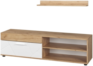 Vicco Lowboard & Regal Goldkraft Eiche/Weiß mit 1 Klappe, Berno