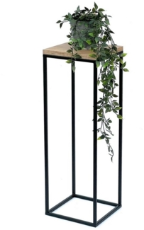 DanDiBo Blumenhocker Metall Holz Schwarz Eckig 70 cm Blumenständer Beistelltisch 96352 Blumensäule Modern Pflanzenständer Pflanzenhocker