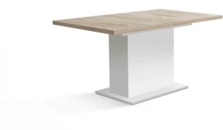 FORTE Elara Esstisch ausziehbar, Holzwerkstoff, Braun/Weiß, 160 x 76,4 x 90 cm