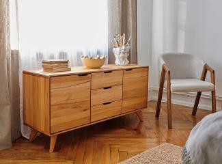 Sideboard mit 3 Schubkästen 134x65cm 'Jakob' Kernbuche massiv