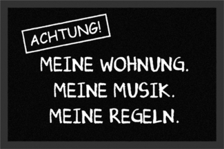 Rockbites - Fußmatte Türmatte "Achtung! Meine Wohnung" Schwarz Nr. 10 (100787)*