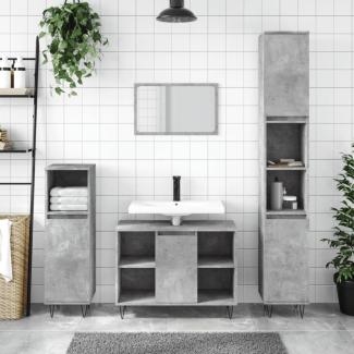 vidaXL 3-tlg. Badmöbel-Set Betongrau Holzwerkstoff 3190303