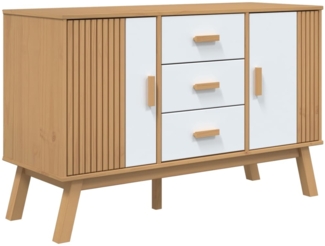vidaXL Sideboard OLDEN Weiß und Braun 114x43x73,5 cm Massivholz Kiefer 358599