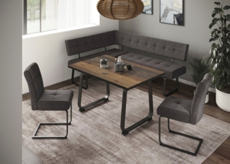 HELA Essgruppe RUHR, (4-tlg), Kufentisch 140x90 cm, Schwingstuhl und Bank mit Federkorb, Komfortsitz