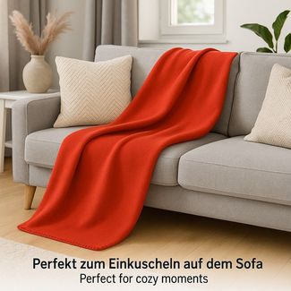 Wohndecke 4 Stück Fleecedecken Kuscheldecken Größe 130x170 cm Farbe rot, Betz