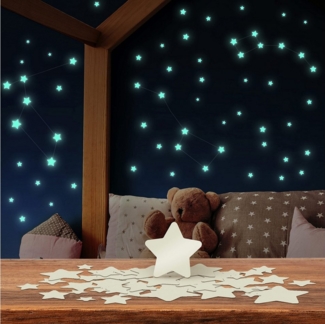 lilimaus Wandsticker Leuchtsterne für Kinderzimmer - Selbstklebende Wandtattoos (100 St), Verwandeln Sie das Kinderzimmer in einen leuchtenden Sternenhimmel.
