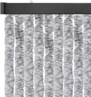 Flauschvorhang 160x200 cm in Meliert hellgrau - weißv, perfekter Insekten- und Sichtschutz für Ihre Balkon- und Terrassentür, viele Farben