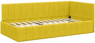 vidaXL Eckbettgestell mit Kopfteil Gelb 90 cm x 200 cm Stoff 42016313