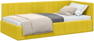 vidaXL Eckbettgestell mit Kopfteil Gelb 90 cm x 200 cm Samt 42016313