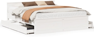 vidaXL Massivholzbett ohne Matratze mit Kopfteil Weiß 180x200 cm 3308757