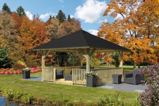 Pavillon-Set Holm 1 mit Rechteckschindeln schwarz, 359x359 cm CLASSIC kdi, Karibu