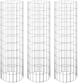 vidaXL Gabionen-Hochbeete 3 Stk. Rund Verzinkter Stahl Ø30x100 cm 152020