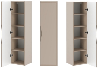 Lomadox Hochschrank DORIDA-140 Badezimmerschrank Highboard Gäste WC 35 cm breit modern kaschmir