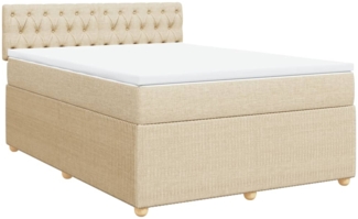 vidaXL Boxspringbett mit Matratze Creme 140x190 cm Stoff 3287463