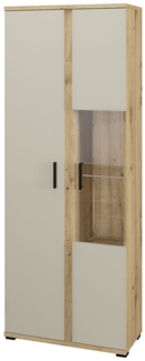 Vitrine Kane / Kanada, Glas, Holzwerkstoff, Beige, Holzfarben, 75 x 196 x 35 cm