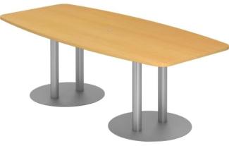 Konferenztisch KT22S 220x105cm Buche Säulenfuße Gestellfarbe: Chrom