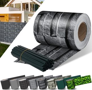 KESSER® PVC Sichtschutzstreifen Sichtschutz Rolle Doppelstabmatten Zaun Blickdicht | Wetterfest und Windschutz | Zaunfolie Sichtschutz Garten Gartenzaun 35 m, Schiefer - Anthrazit