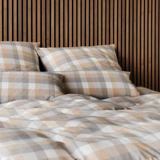 elegante Soft-Flanell Bettwäsche Watson camel|200x200 cm + 2x 80x80 cm