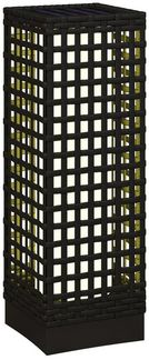 Outsunny LED Solarleuchte Rattan Solarlampe, Wasserdichte Wegleuchte mit Lichtsensor, Solarbetrieben, Lichtsensor, Wasserdicht, LED, Weiß, Stahl, Schwarz, 15,5 x 15,5 x 46 cm