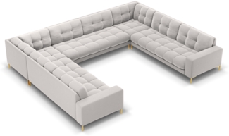 Micadoni Wohnlandschaft Mamaia 9-Sitzer Samtstoff Silber Metall Gold
