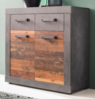 Kommode Indy in Used Wood Shabby und Matera grau 117 cm