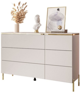 Lookway Kommode AURORA 6S in Kaschmir mit goldener Leiste, Breite: 138 cm