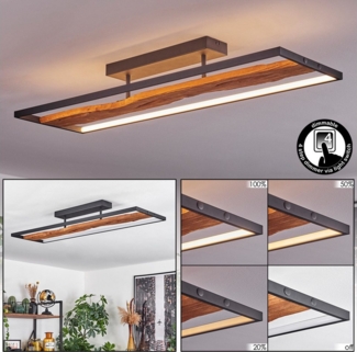 hofstein Deckenleuchte dimmbare Deckenlampe aus Metall/Holz/Kunststoff in Schwarz/Natur/Weiß, 3000 Kelvin, 6600 Lumen, LED 48 Watt, dimmbar über Lichtschalter