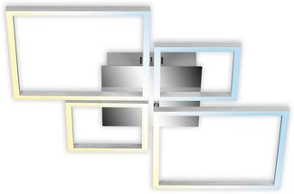 BRILONER - LED Deckenlampe mit Fernbedienung, schwenkbar, einstellbar von warmweiß bis neutralweiß, LED Lampe, LED Deckenleuchte, Wohnzimmerlampe, Schlafzimmerlampe, 75 x 46,7 x 7,5 cm, Chrom-Alu