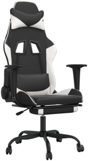 vidaXL Gaming-Stuhl mit Fußstütze Schwarz und Weiß Kunstleder 3143658