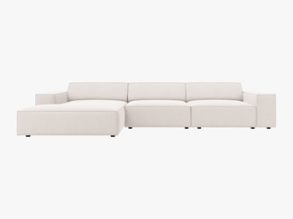 Micadoni Ecksofa Jodie 4-Sitzer Links Strukturierter Stoff Megan Helles Beige