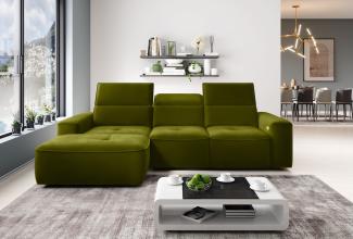 Stylefy Colton MINI Ecksofa Velours Hellgrün Links