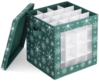 Navaris Aufbewahrungsbox Aufbewahrungsbox für 64 Christbaumkugeln - dunkelgrün, quadratisch (1 St)