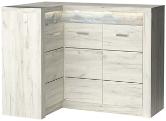 Lomadox Kommode INGENIO-161, Eckschrank Sideboard Wohnzimmerschrank modern Esche in weiß