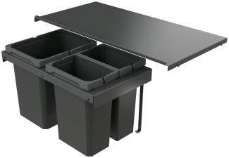Naber 8013421 Abfallsammler Cox Stand-UP® 350 K/800-3, anthrazit, 30,5 (2x7,5/1x15,5) Liter / 80 cm Schrankbreite