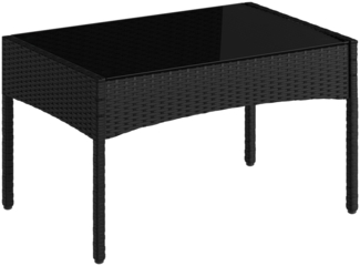 STEELSØN 'Thalora' Gartentisch, schwarz/anthrazit, 39x41x71 cm, aus Polyrattan mit Glasplatte