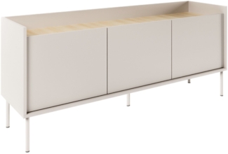 Selsey 'Tovi' TV-Schrank 3-türig, 140 cm, Kaschmirgrau / Holzoptik Eiche
