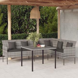 vidaXL Gartensofa in L-Form mit Kissen Grau Poly Rattan 362337